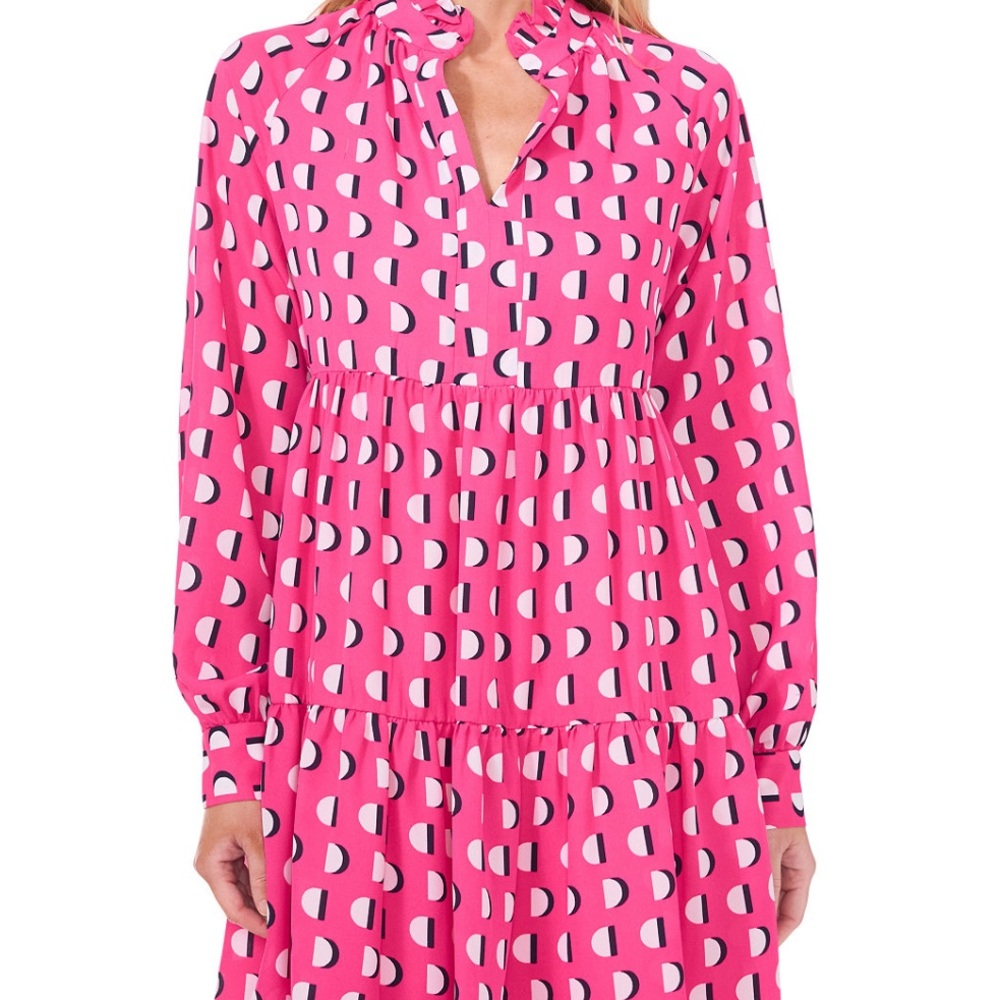 Cece Ruffled neck Long Sleeve Dress
